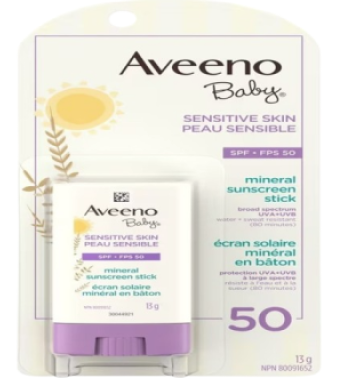 HEALTH & BEAUTY Clearance -Aveeno Baby Mineral Sunscreen Stick For Sensitive Skin, SPF50 *Damage Box*
