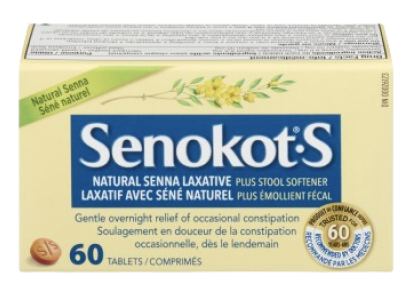 Clearance- SENOKOT S NATURAL LAXATIVE STOOL SOFTENER TB 60 -Exp: 12/26