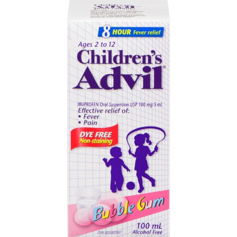 Sale- Children - ADVIL CHILD BUBBLE GUM DYE FREE 100ML *Damage box* Exp: 01/27