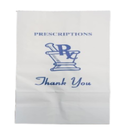 Paper Bag White printed (1000 Bags) - 5 LB - 10 1/7" (H) x 5" (L) x 3" (W)