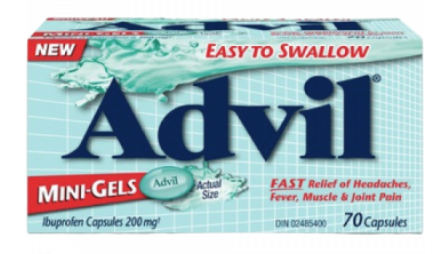 Clearance - ADVIL MINI GEL CAPS 200MG 70 *Damage Box* - Exp: 03/27