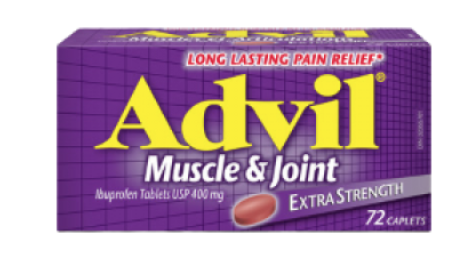 Clearance - ADVIL MUSCLE&JOINT CPLT 400MG 72 *Damage Box* Exp: 12/27 to 08/28