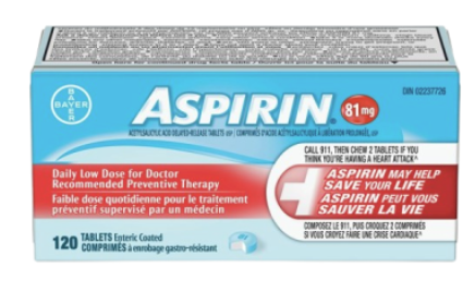 Clearance - ASPIRIN COATED TB 81MG DLD 120 *Damage Box* Exp: 02/28