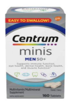 Clearance - CENTRUM MINIS TB MEN 50+ 160 - damage box -Exp: 03/27 to 07/27