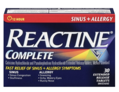 Clearance - REACTINE ALLERGY & SINUS TB 30 *Damage Box* Exp: 12/27
