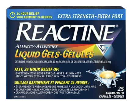 Clearance - REACTINE XST 10MG LIQGEL 25 - *Damage box* Exp: 01/28