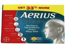 Clearance- Aerius Allergy 5 MG 24 Tab Fast Relief 24-Hour Non-Drowsy