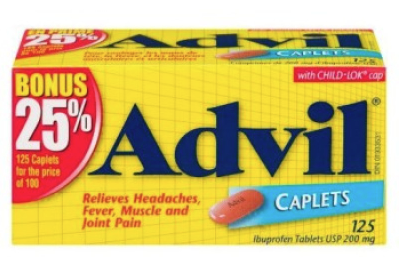Clearance-Advil 200mg 125 caplets BONUS 25% *Damage box* Exp: 05/27