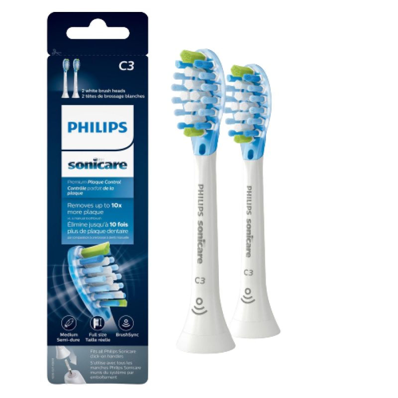 PHILIPS Sonicare Premium Plaque Control RFID Replacement Brush Heads - 2 COUNT