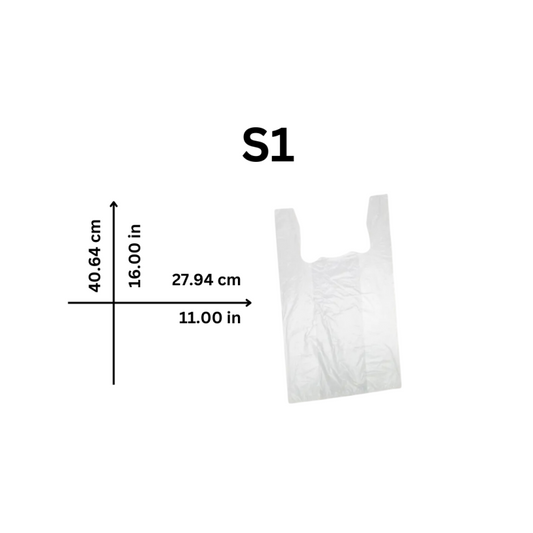 White Plastic Bags S1 - Low Density Shopping Bags 13" x 16", 18 LB.