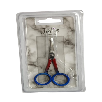 JOLIE Nail Safety scissor colored handle 9cm straight 1/pk (Item#1208)