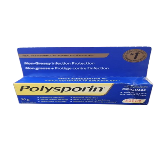 Sale - Polysporin Original Cream + 2 Antibiotics - 30 g *Damage Box* Exp: 10/27