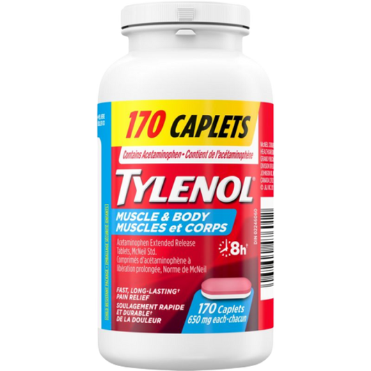 Sale- Tylenol Muscle & Body Pain Relief - 170 Caplets - Early Exp: 6/26