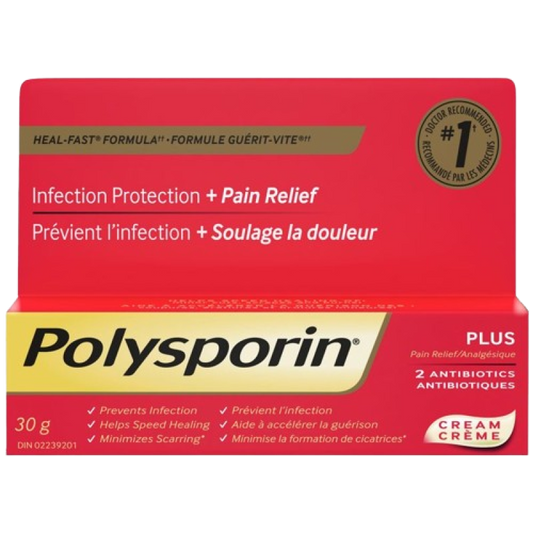 Sale - Polysporin Plus-Cream Pain Relief + 2 Antibiotics-30 g -  Exp: 03/26