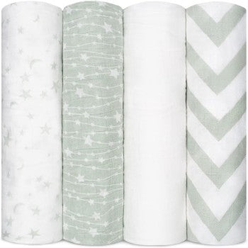 Honey Baby 3 muslin blankets (Green)