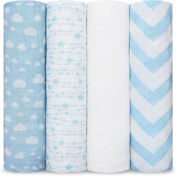 Honey Baby 3 muslin blankets (Blue)