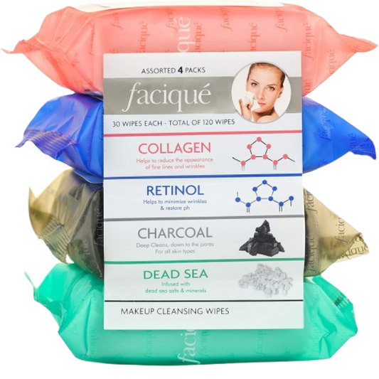Faciqué Assorted Makeup Cleansing Wipes [4 packs of Wipes]