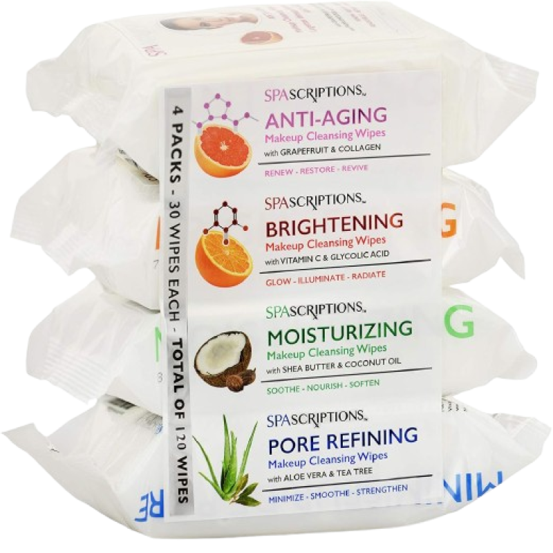 Spa Scriptions Makeup Cleansing Wipes [4 packs of Wipes]