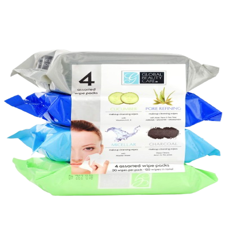 Global Beauty Care Assorted Makeup Cleansing Wipes [4 packs of Wipes]