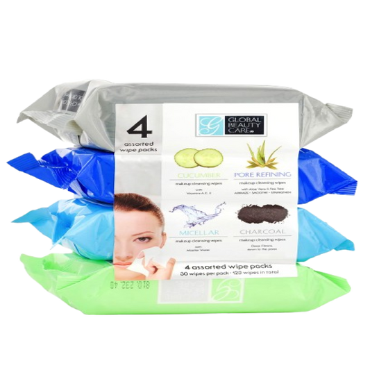 Global Beauty Care Assorted Makeup Cleansing Wipes [4 packs of Wipes]