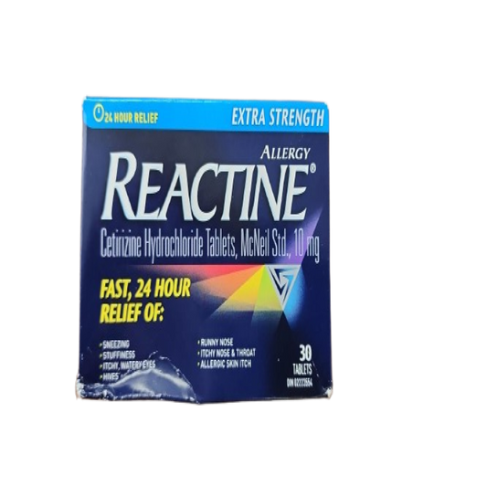 Sale- Allergies - REACTINE TB XST 10MG 30  *Damage Box* Exp: 04/27