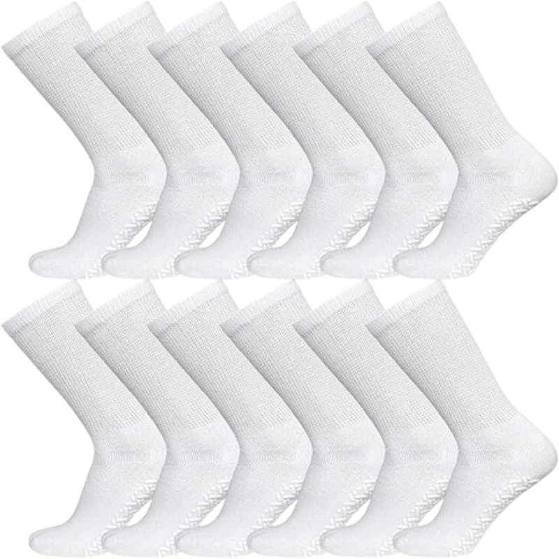 White - Health Diabetic Knee High Cotton Socks, Socks Size:10-13, Shoe Size: 7-12 [12 packs total]