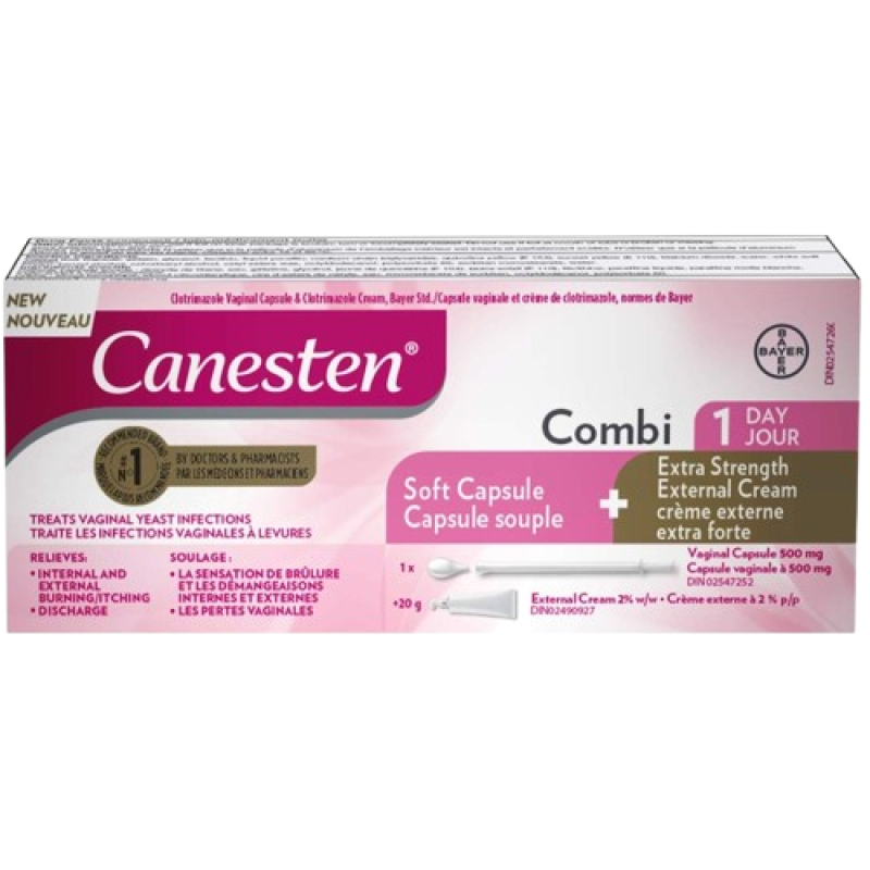 Sale - CANESTEN COMBI 1DAY SOFT CAPS + EXTERNAL CR XST *TINY DAMAGE box* Exp-08/27