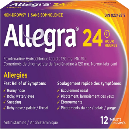 Sale- ALLEGRA 24 HOURS TB 120MG 12 *Damage box* Exp: 03/26