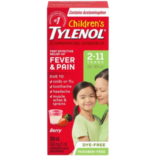 Sele-TYLENOL CHILD DYE FREE BERRY 100ML Exp: 12/26  *Damage box*