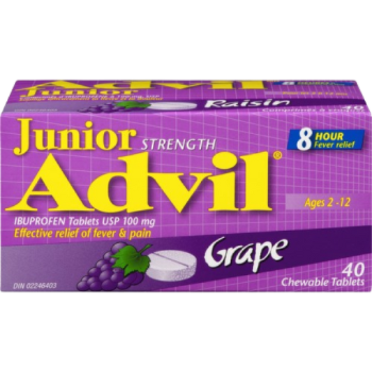 Sale-ADVIL JR CHEW TB 100MG GRAPE 40 *Damage box* Exp: 10/26