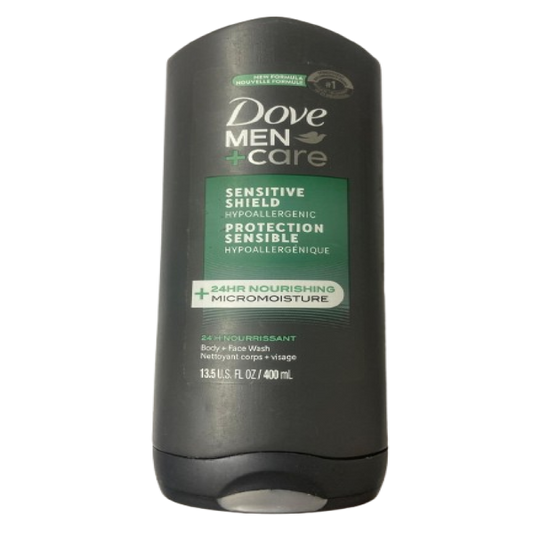 DOVE MEN +CARE SRNSITIVE SHIELD 24 HR Body + face wash 400ml 13.5 u.s FL OZ