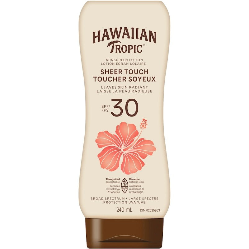 HAWAIIAN Tropic sherr touch ultra radiance 240 ml lotion BROAD SPECTRUM . LARGE SPECTRE