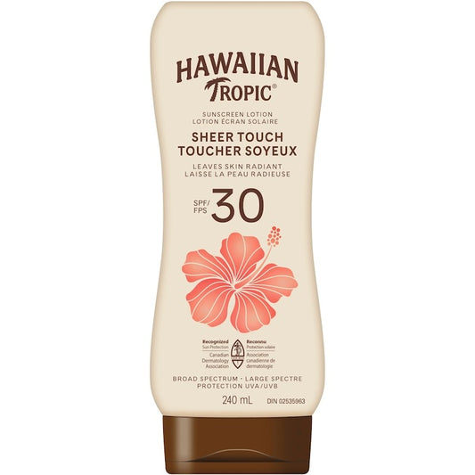 HAWAIIAN Tropic sherr touch ultra radiance 240 ml lotion BROAD SPECTRUM . LARGE SPECTRE