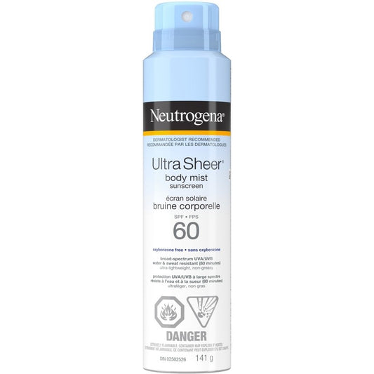 neutrongena ultra sheer body mist 141g sunscreen spf.fps 60