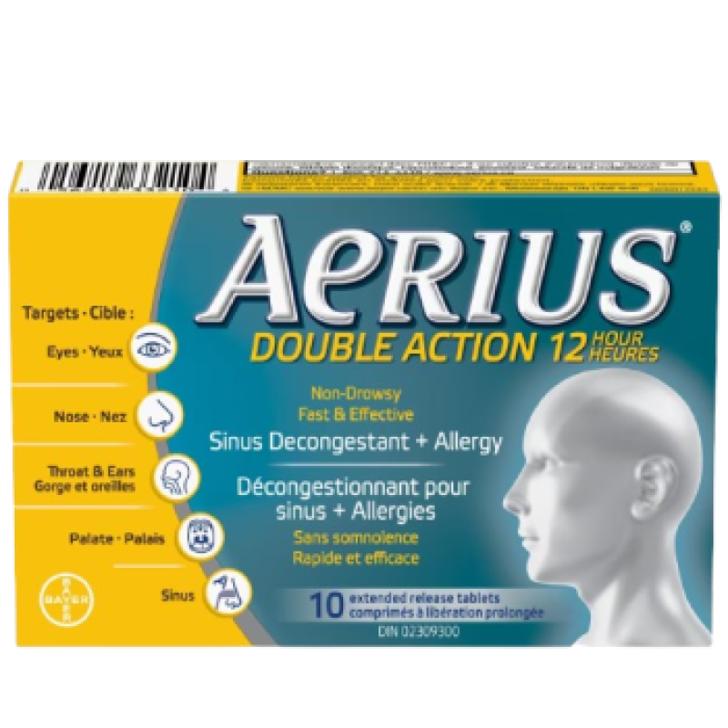 Sale- Allergies - AERIUS DUAL ACTION TB 2.5/120MG 10 Exp: 03/26 to 04/26