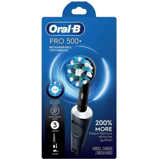 ORAL B PRO 500+ TOOTHBRUSH RECHARGEABLE BLACK