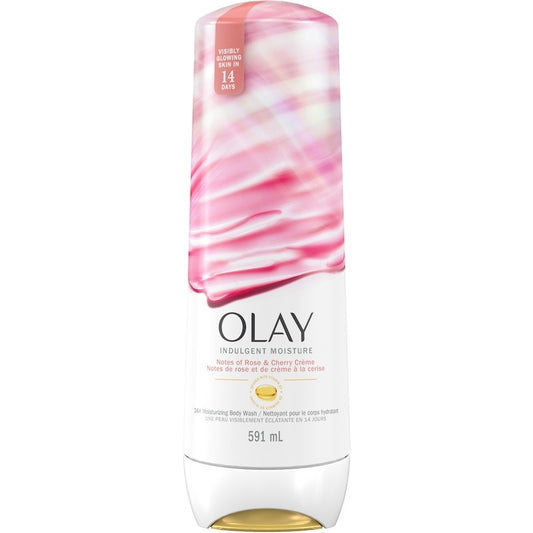 OLAY Indulgent Moisture Body Wash Infused with Vitamin B3, Notes of Rose and Cherry Crème 591ml