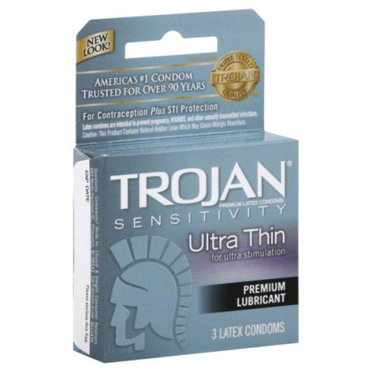 Trojan Ultra Thin Ultra Sensitivity, 3 Lubricated Condoms