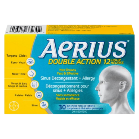 Sale Allergies - AERIUS DUAL ACTION TB 2.5/120MG 30 damage box Exp 4:26