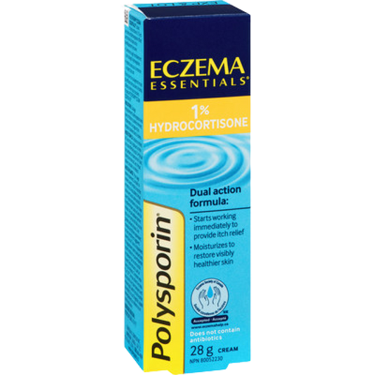 sALE - POLYSPORIN ECZEMA CR ANTI-ITCH 1% 28G DUAL ACTION DAMAGE  Box